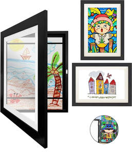 Cadre photo pour œuvres d'art d'enfants en bois noir, cadre photo numérique avec verre incassable, cadre pour art d'enfants - Product Image 1
