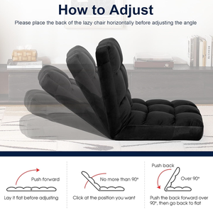 Nouvelle chaise de sol ergonomique sans accoudoirs <span class=keywords><strong>en</strong></span> velours surdimensionnée et pliable avec 6 positions réglables pour le salon et la chambre à coucher - Product Image 4