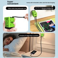 Chargeur de téléphone GaN Type-C avec deux câbles rétractables, charge rapide PD 120W, compatible avec les appareils Android