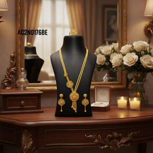 Ensemble de collier avec chaîne en laiton plaqué or 18 carats et pendentif fleur - Cadeau classique pour femme pour fiançailles, mariage, fête et anniversaire - Product Image 2