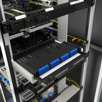 Kaset Sambungan Serat Optik 12 Port Hitam Plastik PC 900um Slim Patch Panel untuk FTTH UPC SM LC UPC Splicing
