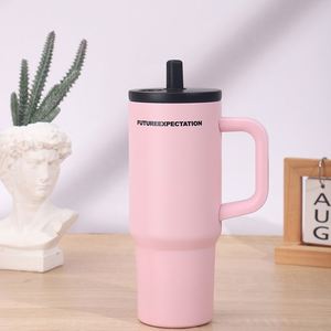 <b>Insulated</b> Stainless Steel Drink <b>Cup</b> 720ml Vacuum Travel Tumbler <b>with</b> Handle <b>Lid</b> Straw for Outdoor - Product Image 3