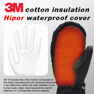 Gants chauffants imperméables avec fermeture éclair personnalisée, gants de ski, mitaines de snowboard avec mitaines <span class=keywords><strong>chauffantes</strong></span> électriques durables - Product Image 3