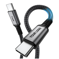 Câble USB Type-C vers C 240W 5A PD à charge rapide en nylon tressé 1m pour ordinateur et imprimante, logo personnalisé pour iOS/Android