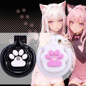 Jaula de Castidad de Resina con Diseño de Pata de Gato Rosa, Dispositivo de Castidad para Hombres, Jaula para Pene Cómoda para Principiantes, para BDSM y Crossdressing - Product Image 2