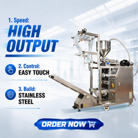 Machine d'emballage verticale VFFS pour liquides et pâtes, avec pompe à piston anti-goutte pour le remplissage de sauces, miel, lotions, et l'emballage de sachets à scellage arrière 304