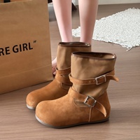 Bottines Chelsea tendance pour femme, collection automne 2026, couleur unie, finition mate, avec boucle, bout épais et talon moyen