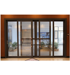 Grey recubierto de polvo suave terminado el último diseño de la puerta principal doble templado acristalamiento puerta corredera - Product Image 1