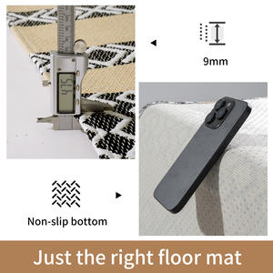 Tapis de cuisine à motif géométrique en polyester et coton, rectangulaire, antidérapant, marron, design losanges entrelacés - Product Image 4