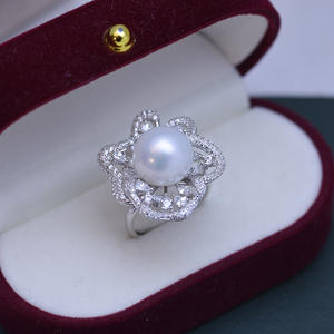 Bague en argent S925 faite à la main à Zhuji Danshui, ensemble complet de perles rondes blanches de 11-12 mm, forte luminosité, faibles défauts, bijoux en gros - Product Image 4