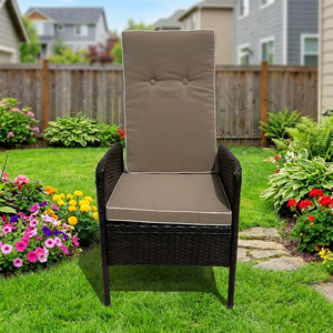 Chaise longue inclinable réglable en rotin de haute qualité pour l'extérieur, avec coussin, pour meubles de jardin, patio, design contemporain - Product Image 6