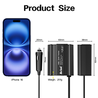 Convertisseur d'alimentation portable pour voiture 150W 12V DC vers 110V/220V AC avec prise EU et chargeur rapide USB Type-C