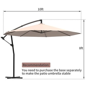 Sombrilla de <span class=keywords><strong>Patio</strong></span> Tipo Banana de 10 Pies, Resistente al Viento y al Agua, con Soporte Desplazable, para Jardín, Terraza o <span class=keywords><strong>Patio</strong></span> Trasero - Product Image 2