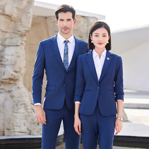 Ensemble de costume uniforme pour homme, manches longues, coupe classique, polyester/viscose, blazer et pantalon pour la réception de bureau - Product Image 6