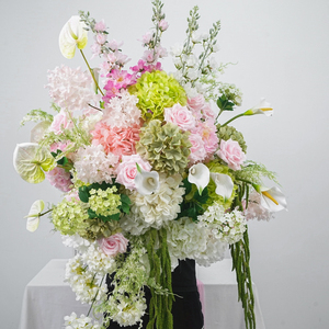 Centros de Mesa Florales Personalizados DKB, Decoración de Boda, Bola de Flores Artificiales de Seda con Rosas Coloridas para Boda - Product Image 1