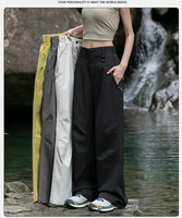 Celana Cargo Kasual Unisex Model Longgar Bahan Polyester 100% Anti Air, Pinggang Sedang, Resleting, Cocok untuk Musim Dingin