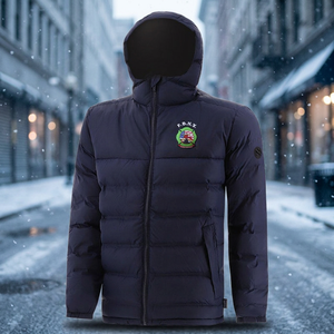 Blouson matelassé unisexe à capuche style urbain avec col montant en toile noire pour l'hiver et l'automne OEM - Product Image 2