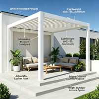 Pergola exclusive transfrontalière en alliage d'aluminium pour cours et jardins ; Style moderne minimaliste, abri solaire extérieur noir intelligent