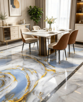 Carrelage effet onyx bleu brillant 60x120cm, résistant aux taches et à l'abrasion, fabriqué en Chine, disponible pour les hôtels (OEM).