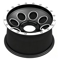 Nouvelles jantes bicolores noires brillantes personnalisées, 8 découpes circulaires, lèvre argentée usinée, 6 trous, pour camion, SUV, tout-terrain, Jeep, en alliage d'aluminium 9.0J