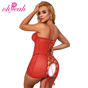 Tendance chaude maille résille transparente voir à travers la Lingerie Sexy Feminina nuisette dos creux en gros grande taille Lingerie Sexy pour les femmes - Product Image 6