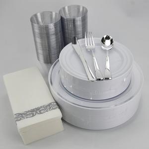 Bộ Đồ Ăn Bằng Nhựa Dùng Một Lần 700 Món Cho 100 Khách Bộ Đồ Ăn Bằng Bạc Dùng Một Lần Dành Cho Đám Cưới - Product Image 1
