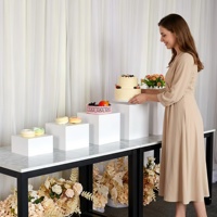 Juego de 5 Soportes de Acrílico Blanco con Base Hueca para Buffet, Exhibidores de Postres y Pasteles para Decoración de Mesa de Buffet para Fiestas