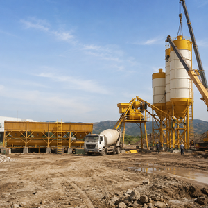 Planta Dosificadora de Concreto de Doble Eje Corey Belt HZS75 para Producción de Concreto Premezclado para Infraestructura de Carreteras y Puentes - Product Image 1