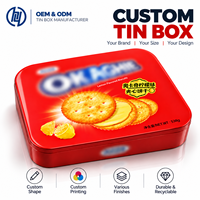 Boîte en fer blanc rectangulaire personnalisée de qualité alimentaire pour biscuits, emballage métallique vide imprimé OEM pour biscuits, snacks, chocolat, cadeaux