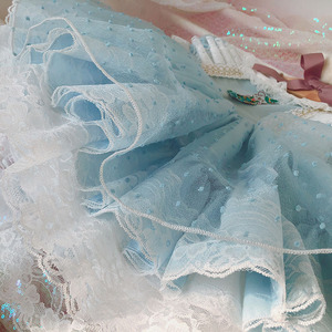 Falda de encaje <span class=keywords><strong>azul</strong></span> <span class=keywords><strong>cielo</strong></span> de estilo europeo, vestido español <span class=keywords><strong>para</strong></span> <span class=keywords><strong>niñas</strong></span> de 2 a 5 años, manga corta, estampado informal en capas, temporada de verano decorativa - Product Image 4