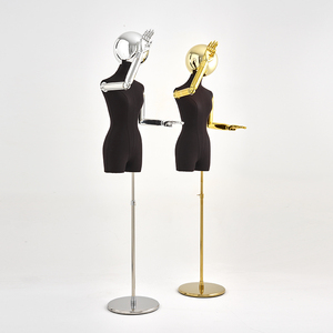 Maniquí <span class=keywords><strong>de</strong></span> medio cuerpo para mujer, vestido <span class=keywords><strong>de</strong></span> exhibición, forma <span class=keywords><strong>de</strong></span> <span class=keywords><strong>costura</strong></span>, parte superior del cuerpo, cabeza cromada, brazos articulados, busto <span class=keywords><strong>de</strong></span> mujer, M003-CFG - Product Image 2
