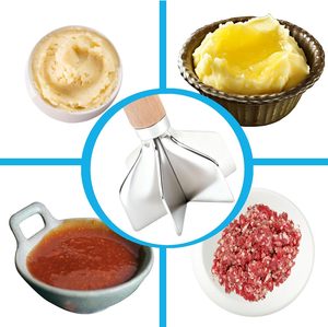 304 Stainless Steel Meat Chopper <b>BBQ</b> Hamburger Masher Heavy Duty Food Chopping <b>Tool</b> for Grill Kitchen Cooking - Product Image 2