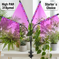 Lampes de culture pour plantes d'intérieur Joystar à 4 têtes, haute intensité PAR 318 µmol, lampe LED de croissance avec minuterie automatique, pour semis et floraison, 6 niveaux