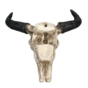 Horned Skull Wall Hanging Resin Ox 3d Longhorn Bar Decoration Pub Party Decor Accessories Halloween Animal Sculpture Crafts