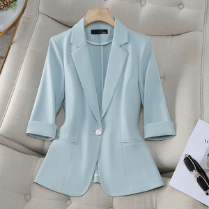여성용 캐주얼 핑크 세트 재킷 자른 소매 유행 강화 작은 블레이저 여름 - Product Image 6