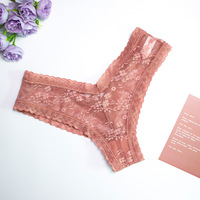Culotte string femme taille basse en coton respirant à motif floral, avec dentelle, sans traces, à bretelles croisées, ajourée, grande taille