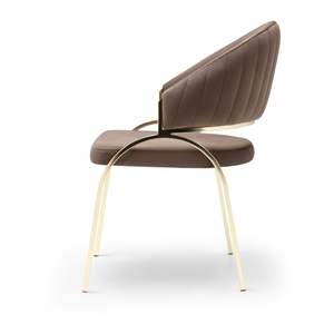 Silla de Comedor Moderna Minimalista de Metal Tapizada en Color Marrón con Estructura Dorada, Muebles para el Hogar - Product Image 6