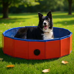 Piscina Plegable Octogonal Roja de PVC para Perros, 31.5 x 7.9 Pulgadas, Piscina para Mascotas para Uso en Exteriores - Product Image 2