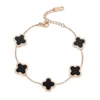 Nueva Joyería en Línea de Acero de Titanio con Trébol de Cuatro Hojas y Cinco Flores, de Doble Cara, Chapada en Oro de 18k, que Conserva el Color