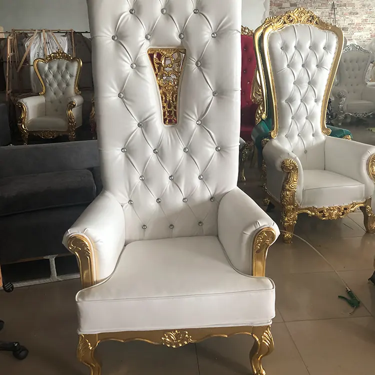 ที่ดีที่สุดขายแฟชั่นการออกแบบหนังPUสีขาวเดี่ยวกษัตริย์บัลลังก์เก้าอี้สำหรับงานแต่งงาน/บ้าน