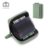 Porte-cartes en cuir véritable anti-RFID pour cartes de crédit, pièces de monnaie et cartes de visite - Capacité de 20/14 cartes