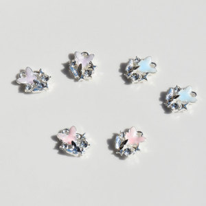 Pendentif Papillon en Alliage Effet Goutte Rose Bleu Violet, Strass à Dos Plat Scintillant pour Ongles, pour Accessoires de Bijoux DIY - Product Image 2