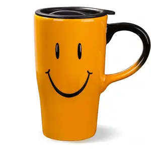 ceramic coffee cup lids Travel Cup, Tea Coffee Mug Beautiful Ceramic Cups with Lid Handmade Milk Mug as Gift 16oz for Women Men