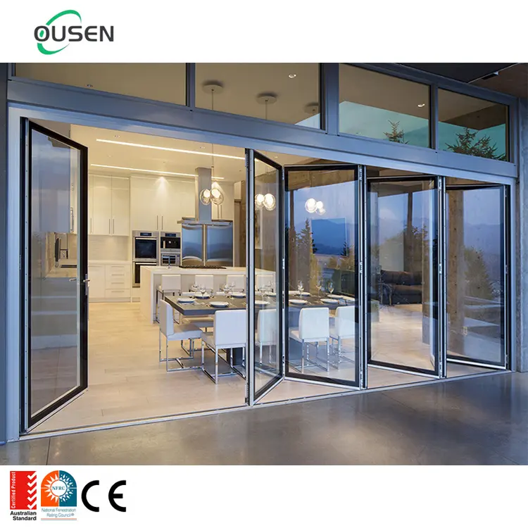 Respetuoso con el medio ambiente exterior casa entrada principal retráctil plegable bifold patio PVC puerta plegable acordeón de plástico