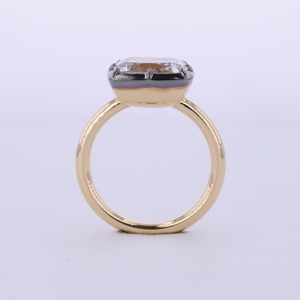 3 Carat Elongated Cushion Cut Lab Grown Diamond Engagement Ring 18K Yellow gold bezel black gold plated ring - Product Image 3