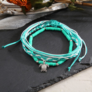 Tobilleras bohemias multicapa con forma de estrella de mar y Tortuga, sandalias de ganchillo descalzas, brazaletes en el tobillo, joyería de playa con cuerda de cera para <span class=keywords><strong>pie</strong></span> - Product Image 5