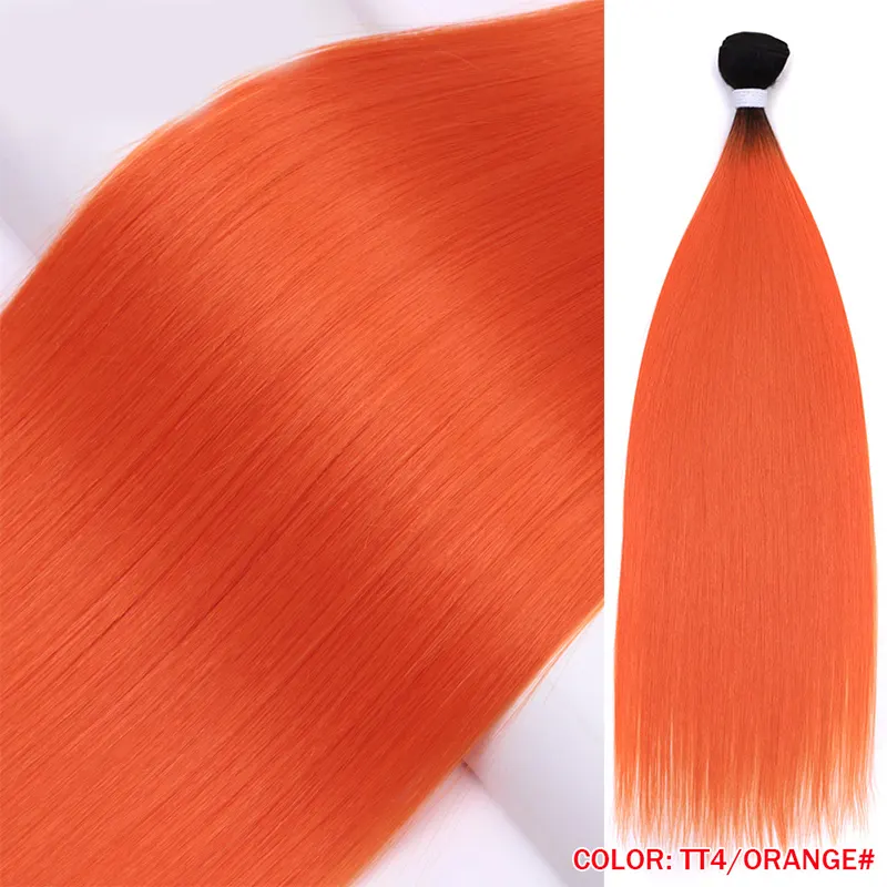 Hot sale premium fiber 12 to 36 inches heat resistant ombre blonde weave bone straight hair bundles synthetic hair extensions