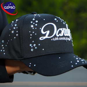 QZFSO Custom Premium 5-Panel 3D Embroidered <b>Hat</b> Casual Cotton Gorras Rhinestone Baseball Cap for Summer Fishing Sports Street - Product Image 1