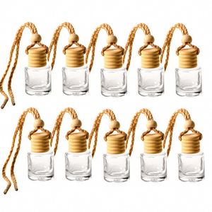 Botella de Vidrio Transparente Cuadrada de 5ml, 8ml, 12ml con Serigrafía, para Ambientador de Coche, con Tapa de Madera, Botella Colgante para Perfume - Product Image 1