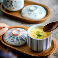 Bol à chawanmushi rétro japonais imperméable en céramique, pot à ragoût, bol à œufs à la vapeur, bol à soupe à la vapeur avec couvercle